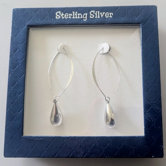 925 CFJ Thai Sterling Silver Teardrop Earrings. Length 2.25" - Picture 3 of 12